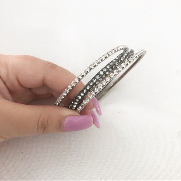 Rhinestone Metal Fashion Jewelry Bracelets Set - Picture 1 of 3